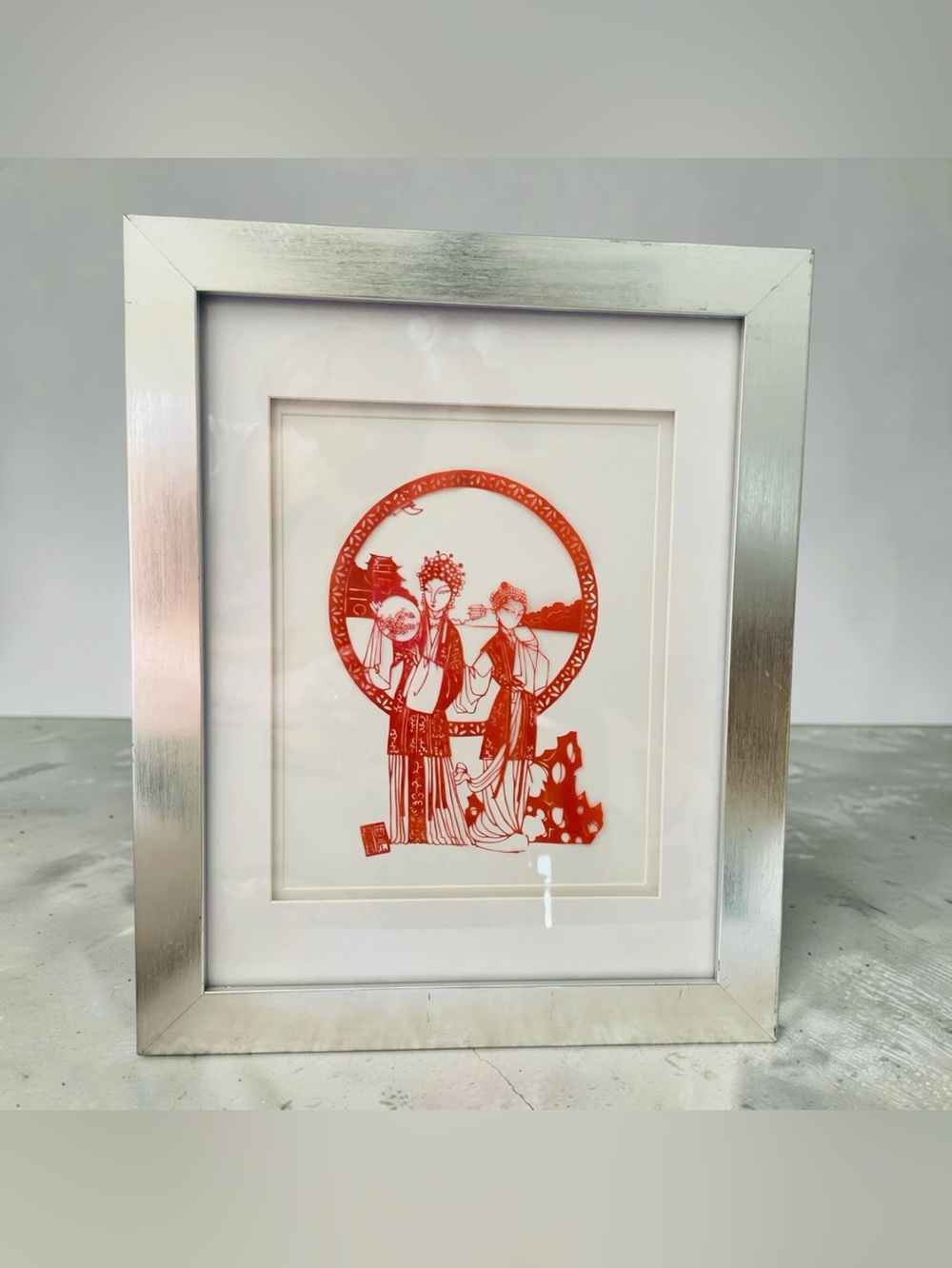 Chinese paper cut art, traditional, nicely, framed and matted, folk Art,